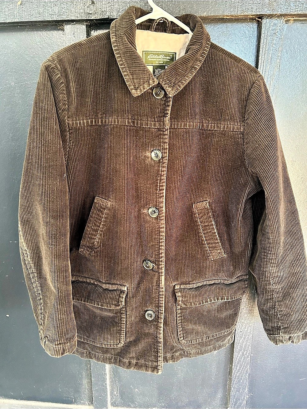 Eddie Bauer olive dark Corduroy chore Jacket Size Medium